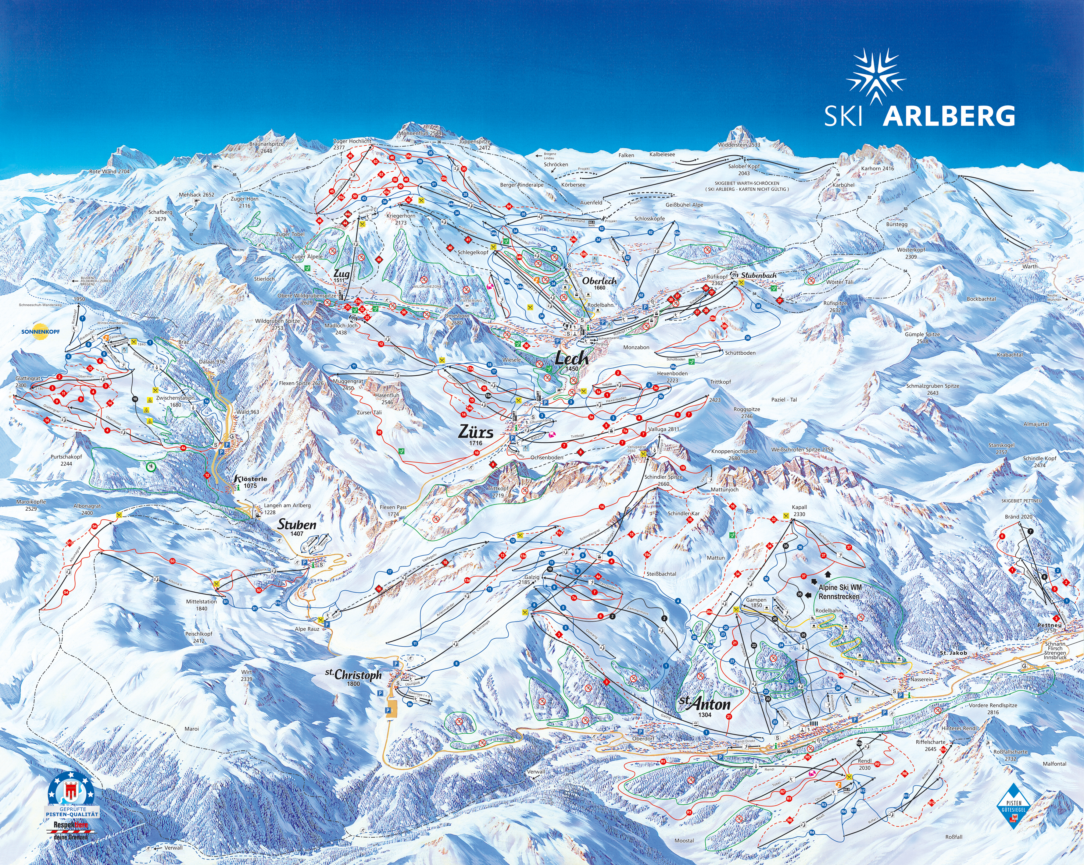 Pistenplan, Skipasspreise, Sankt Anton am Arlberg, Tirol - Skiregion